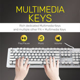 ARIZONE MK 20 Typewriter Style Retro Mechanical Gaming Keyboard Wired with True RGB Backlit, English and Arabic Keyboard, 104-Key Round Keycap